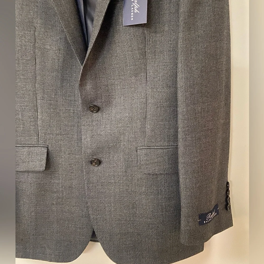 NWT Ralph Lauren Men’s Gray Two Button Wool Sport Coat Sz 40 Long - Picture 7 of 9